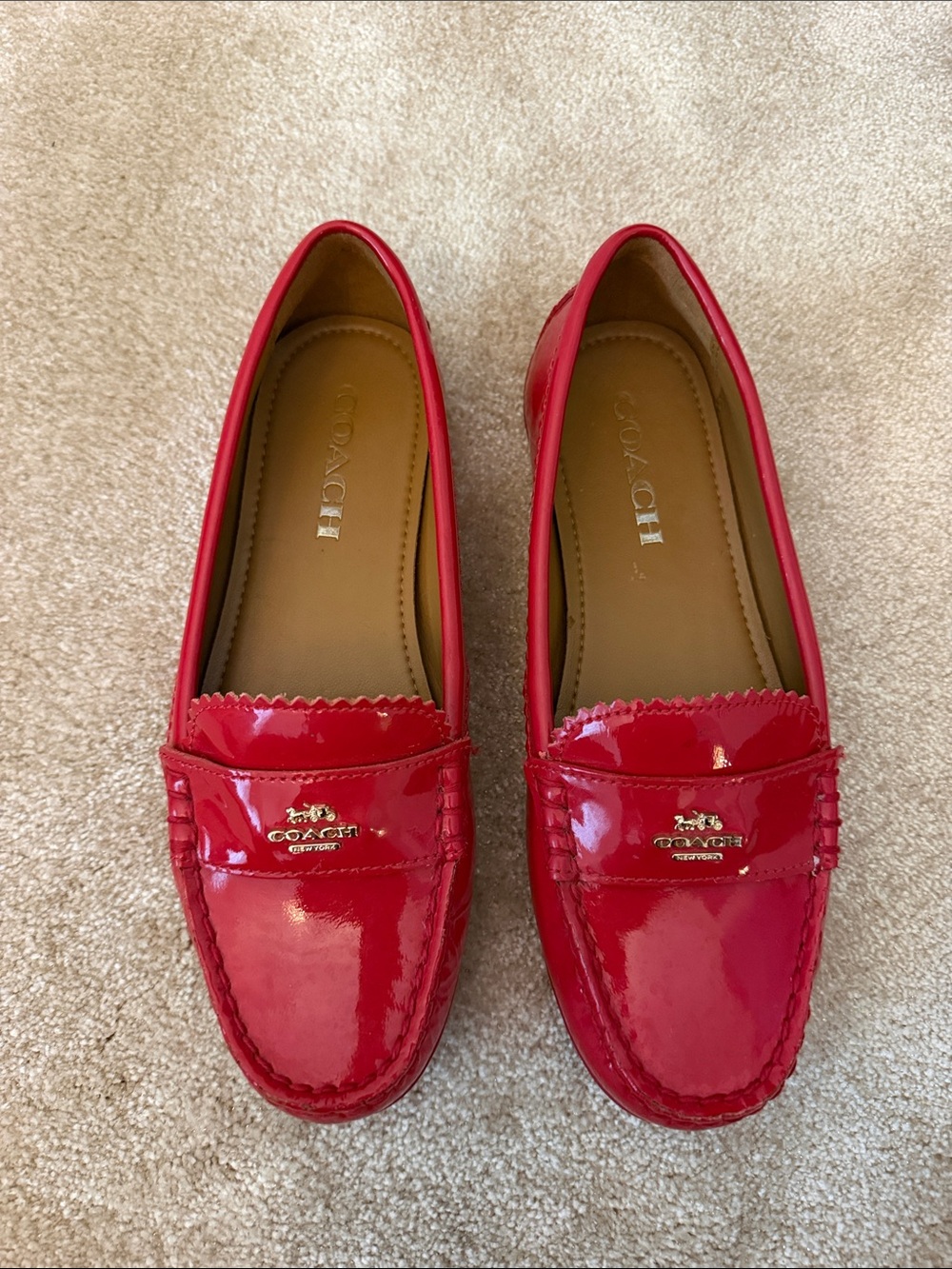 Coach Odette Red Patent Leather Loafers